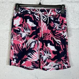 Calvin Klein Men's Island Camo Printed 7" Swim Trunks - Pink/navy small